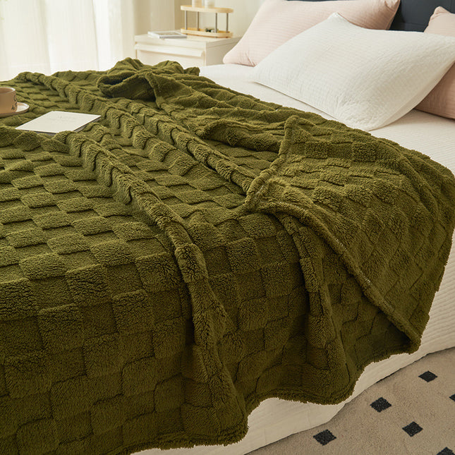 200 230CM Dark Green Ultra-Soft Waffle Textured Plush Fleece Blanket