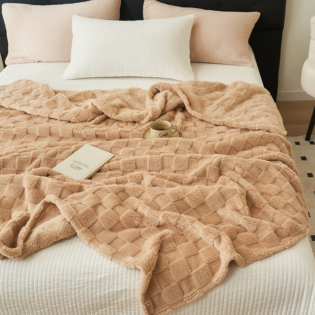 200 230CM Khaki Ultra-Soft Waffle Textured Plush Fleece Blanket