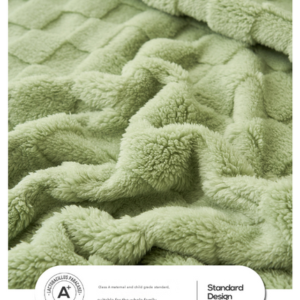 200*230CM Khaki Ultra-Soft Waffle Textured Plush Fleece Blanket - Large Cozy All-Season Throw for Bed & Sofa