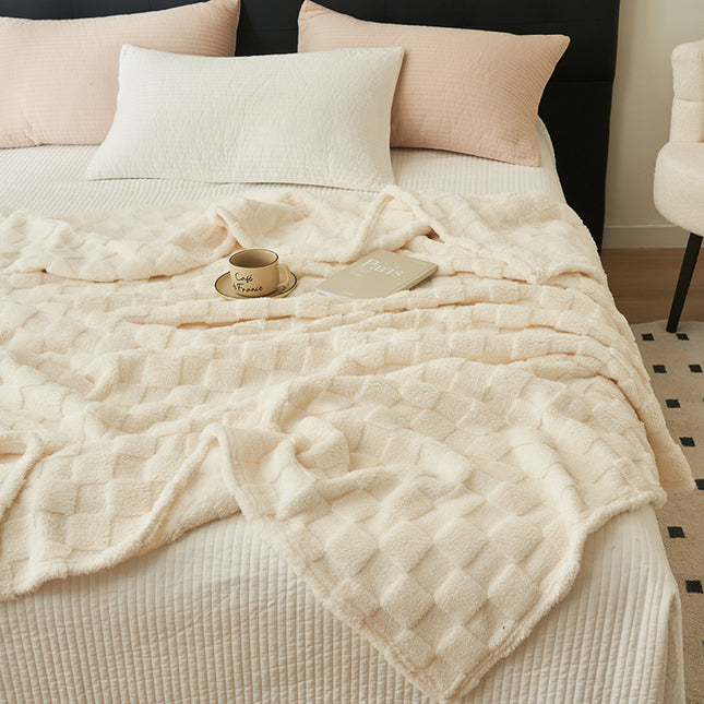 200 230CM Milky White Ultra-Soft Waffle Textured Plush Fleece Blanket