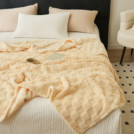 200 230CM Light Yellow Ultra-Soft Waffle Textured Plush Fleece Blanket