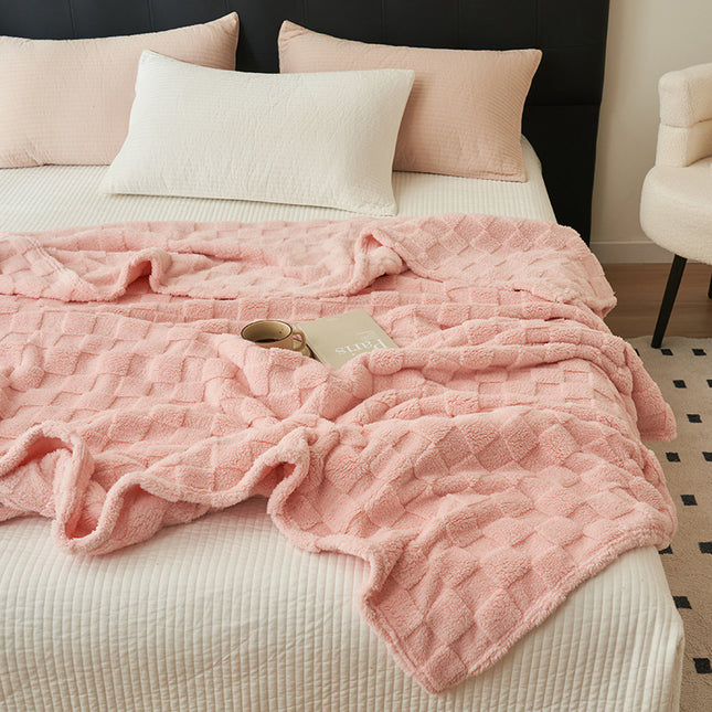 200 230CM Light Pink Ultra-Soft Waffle Textured Plush Fleece Blanket
