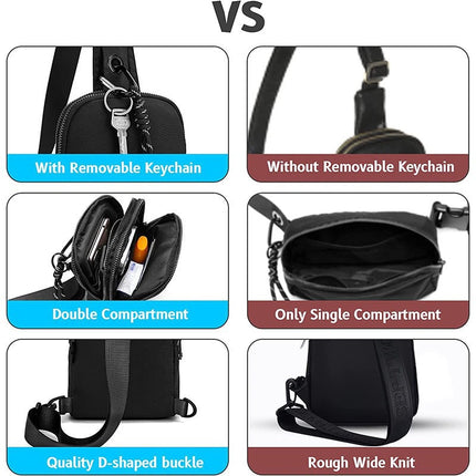 Beige Compact Waterproof Sling Bag - Unisex Mini Crossbody Chest Pack with Adjustable Reversible Strap