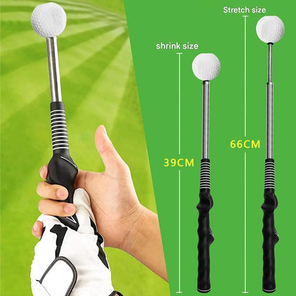 Dark Blue Pro Golf Swing Trainer - Extendable with Audible Click & Corrective Grip Aid