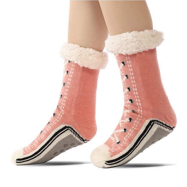 2 Pcs Pink Women's Ultra Soft Sherpa Lined Slipper Socks