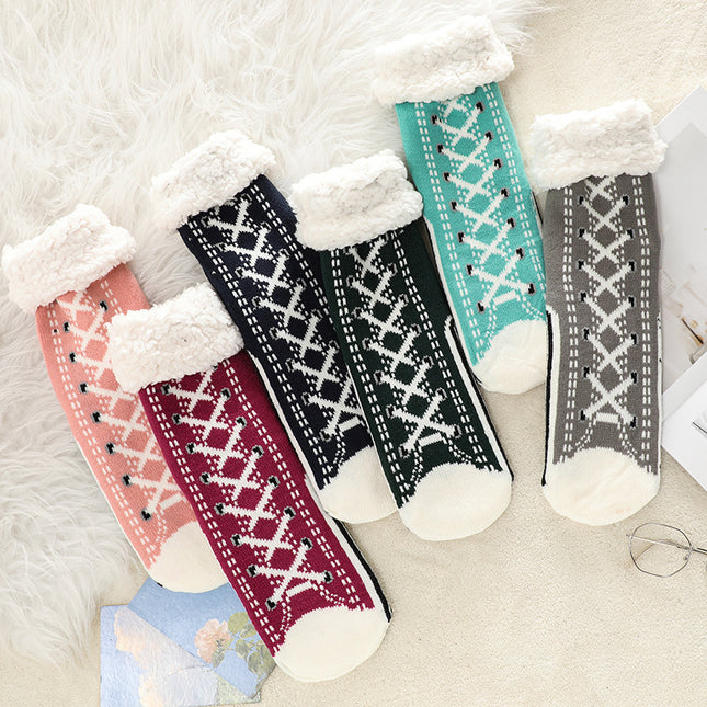 2 Pcs Pink Women's Ultra Soft Sherpa Lined Slipper Socks – product detail