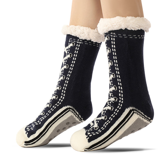 2 Pcs Black Women's Ultra Soft Sherpa Lined Slipper Socks