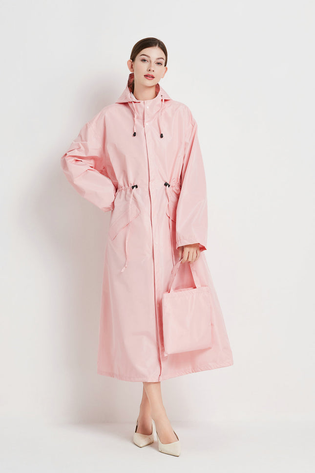 Size M Pink Women's Chic Lightweight Waterproof Raincoat