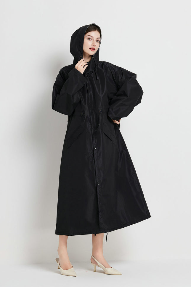 Size XL Black Women's Chic Lightweight Waterproof Raincoat – product detail
