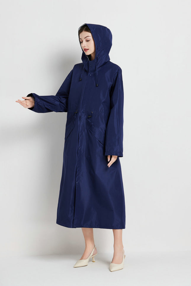 Size XL Dark Blue Women's Chic Lightweight Waterproof Raincoat