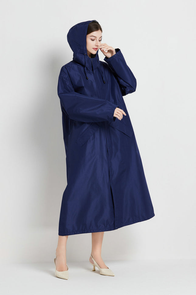 Size M Dark Blue Women's Chic Lightweight Waterproof Raincoat – product detail