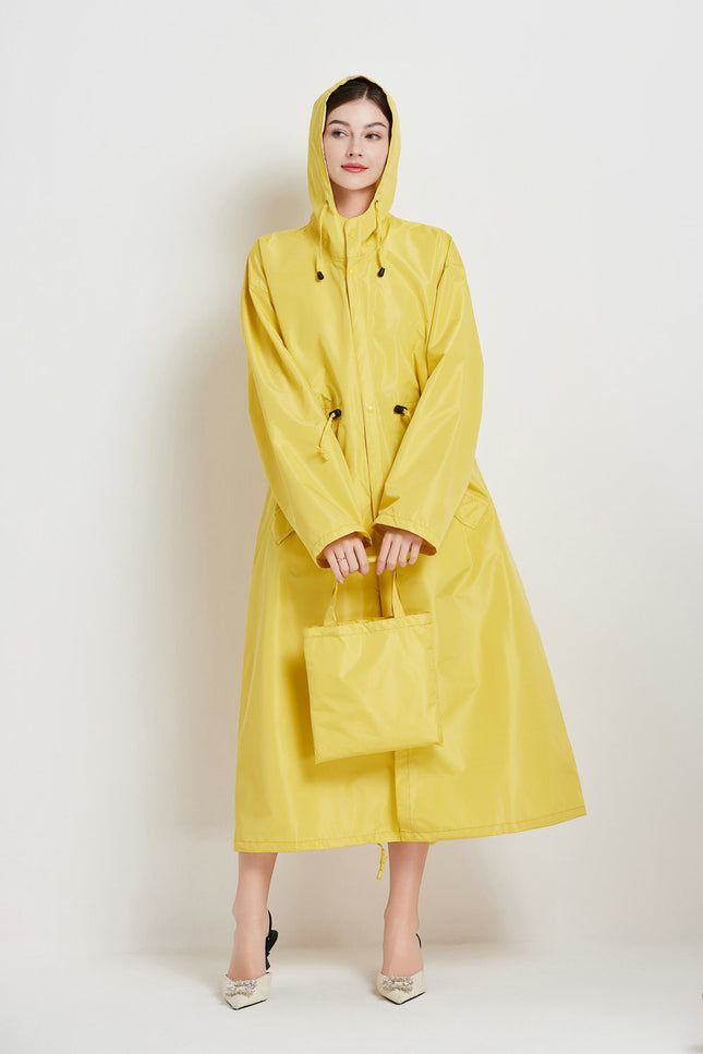 Size M Yellow Women's Chic Lightweight Waterproof Raincoat