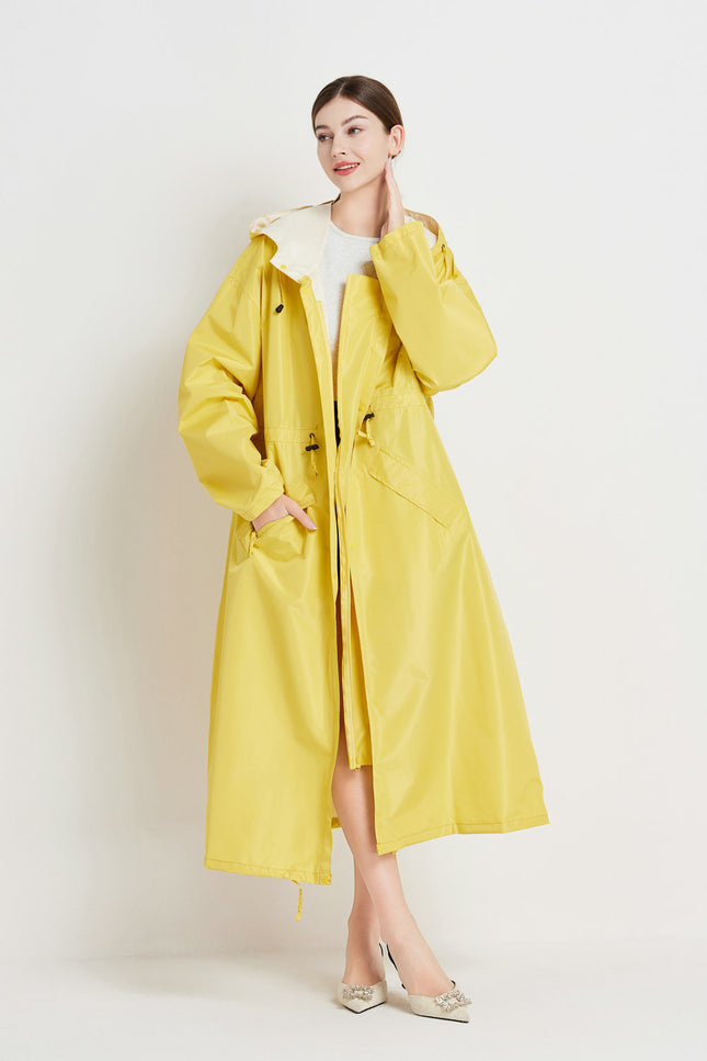 Size M Yellow Women's Chic Lightweight Waterproof Raincoat – product detail