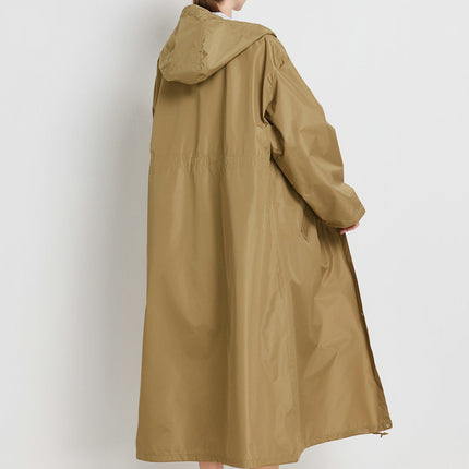 Size XL Yellow Women's Chic Lightweight Waterproof Raincoat - Long Hooded Packable Rain Jacket with Pouch