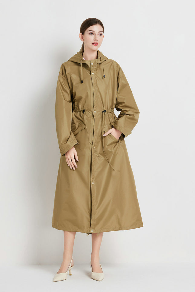 Size M Brown Women's Chic Lightweight Waterproof Raincoat – product detail