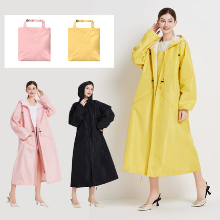 Size XL Brown Women's Chic Lightweight Waterproof Raincoat - Long Hooded Packable Rain Jacket with Pouch