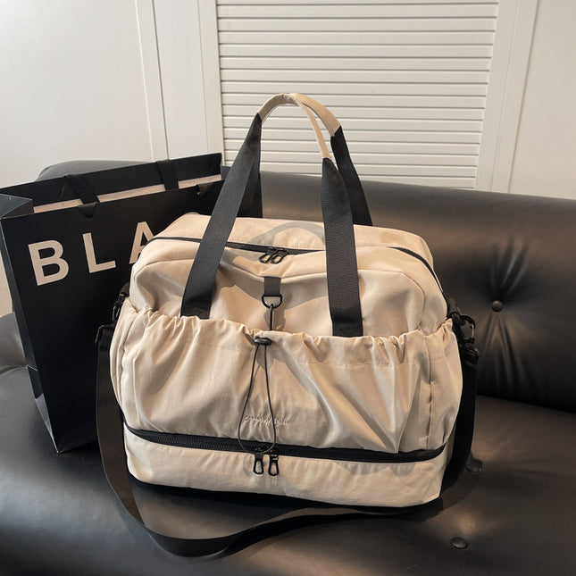 Beige and Black Large Capacity Travel Bag with Wet/Dry V888-ELOSUNG32657