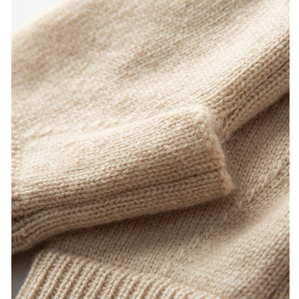 Red Color Block Cashmere Fingerless Gloves for Women Autumn Winter Outdoor Cold Protection Warm Knitted Gloves