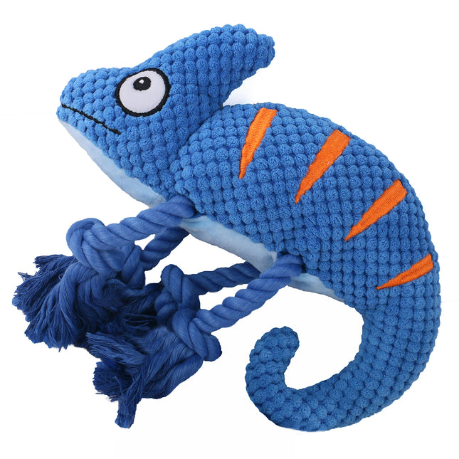 2 Pcs Blue Interactive Plush Chameleon Dog Toy with Squeaker & Rope Legs V888-ELOSUNG32700