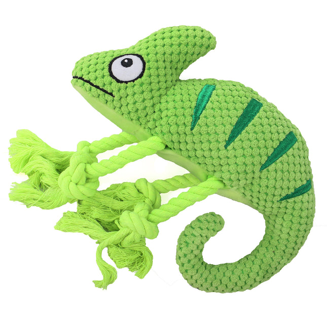 2 Pcs Green Interactive Plush Chameleon Dog Toy with Squeaker & Rope Legs V888-ELOSUNG32702