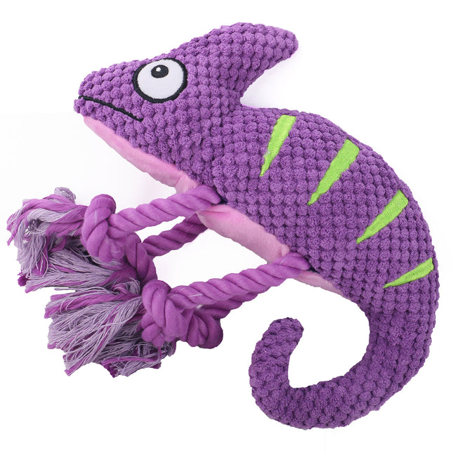 2 Pcs Purple Interactive Plush Chameleon Dog Toy with Squeaker & Rope Legs V888-ELOSUNG32703