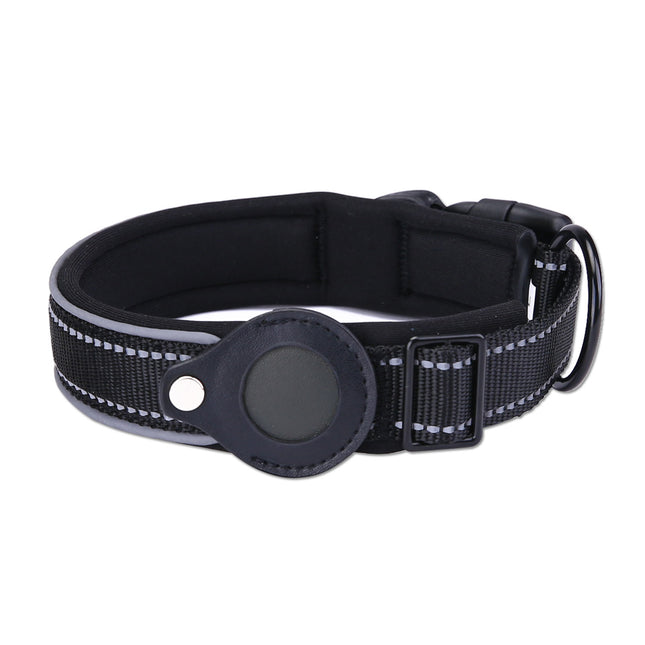 Size M Black Reflective Adjustable Anti-Lost Pet Collar (For Apple AirTag