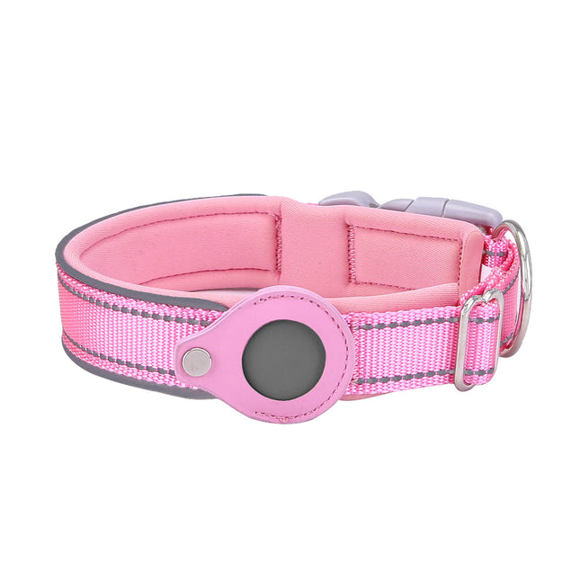 Size S Pink Reflective Adjustable Anti-Lost Pet Collar (For Apple AirTag