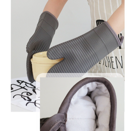 Red Premium Heat Resistant Silicone Oven Mitts (Pair) - Non-Slip Grip, Cotton Lined for Kitchen Baking, Grilling & BBQ