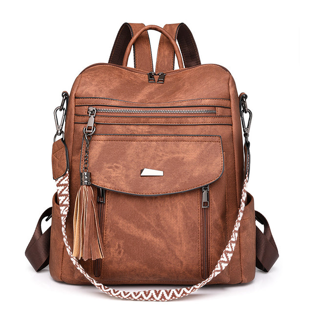 Brown Chic Women's PU Leather Convertible Backpack