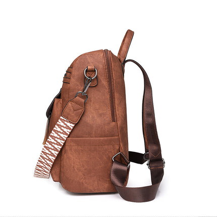 Brown Chic Women's PU Leather Convertible Backpack - Anti-Theft Design, Multi-Pocket Shoulder Bag with Tassel