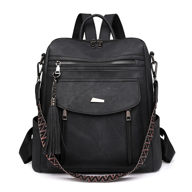 Black Chic Women's PU Leather Convertible Backpack