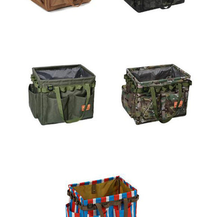 Black Camouflage Heavy Duty Foldable Outdoor Camping Storage Box - Oxford Cloth Collapsible Gear Organizer Tote with Pockets