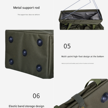 Green Camouflage Heavy Duty Foldable Outdoor Camping Storage Box - Oxford Cloth Collapsible Gear Organizer Tote with Pockets