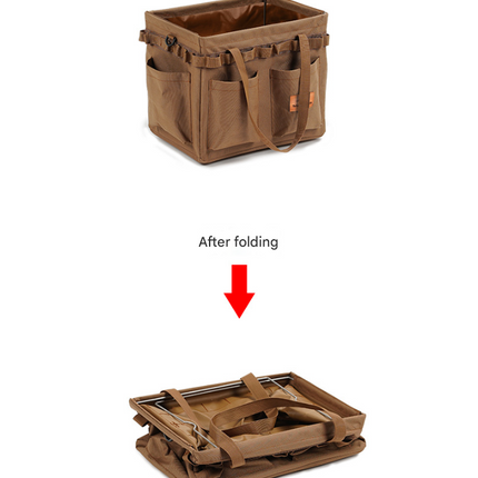 Red,Blue and White Stripes Heavy Duty Foldable Outdoor Camping Storage Box - Oxford Cloth Collapsible Gear Organizer Tote with Pockets