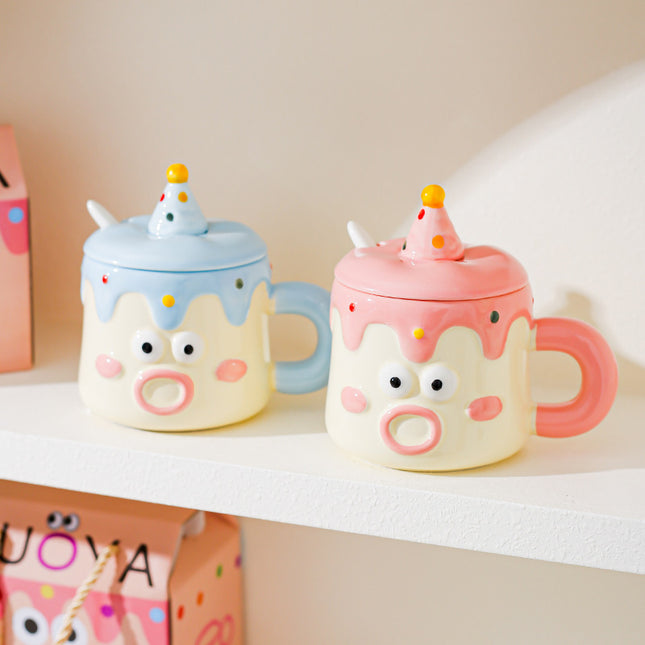 Blue Adorable Cartoon Character Ceramic Mug Set – product detail
