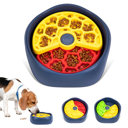 Yellow,Green and Blue Interactive Dog Puzzle Feeder Bowl - Slow Eating & Mental Stimulation Toy for Small Medium Breeds