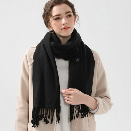 Black USB Electric Heated Scarf - 3-Level Heat Setting Winter Neck Warmer