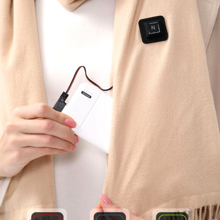 Black USB Electric Heated Scarf - 3-Level Heat Setting Winter Neck Warmer