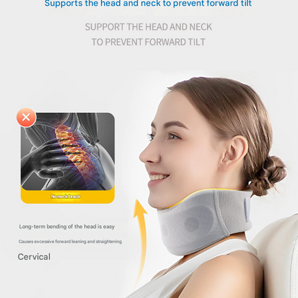 Size M Grey Ergonomic Neck Support Brace - Soft Cervical Collar for Posture Correction and Pain Relief