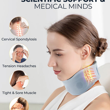Size M Grey Ergonomic Neck Support Brace - Soft Cervical Collar for Posture Correction and Pain Relief