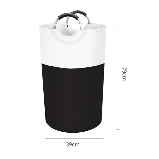 Black and White Large 90L Freestanding Laundry Hamper (Grip Handles)