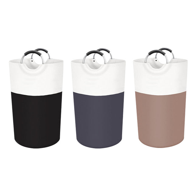 Black and White Large 90L Freestanding Laundry Hamper (Grip Handles)