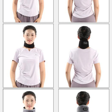 Black Heated Vibrating Neck Wrap - USB Powered Massager for Soothing Pain Relief with 3 Heat & 3 Vibration Modes