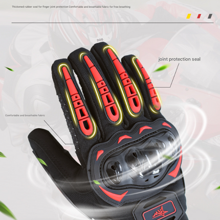 Size 2XL Black Protective Motorcycle Riding Gloves - Hard Knuckle Armour & Touchscreen Fingertips