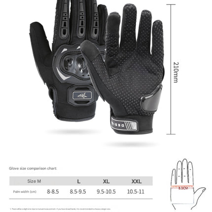 Size L Red and Black Protective Motorcycle Riding Gloves - Hard Knuckle Armour & Touchscreen Fingertips