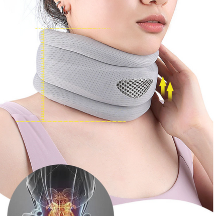 Grey Ergonomic Neck Support Brace - Adjustable Soft Cervical Collar for Posture Correction