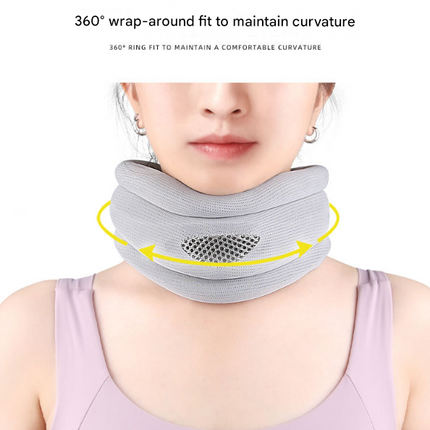 Grey Ergonomic Neck Support Brace - Adjustable Soft Cervical Collar for Posture Correction