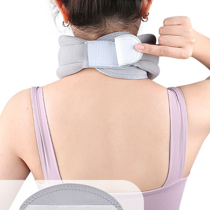 Grey Ergonomic Neck Support Brace - Adjustable Soft Cervical Collar for Posture Correction