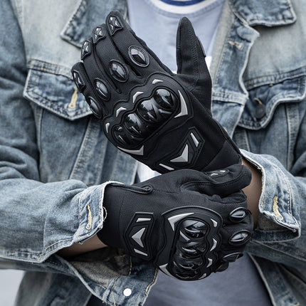 Size 2XL Purple and Black Protective Motorcycle Riding Gloves - Hard Knuckle Armour & Touchscreen Fingertips