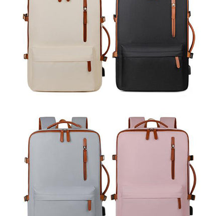 Grey Expandable Laptop Backpack with USB Port - Stylish Travel & Business Daypack